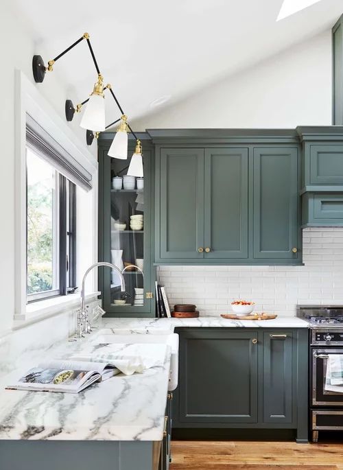 Dreamy Green Kitchen | Green kitchen cabinets, Kitchen cabinet .