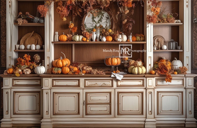 Kate Cozy Autumn Kitchen Hutch Backdrop Designed by Mandy Ringe Phot