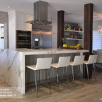 White Cabinets with a Gray Kitchen Island - Homecre