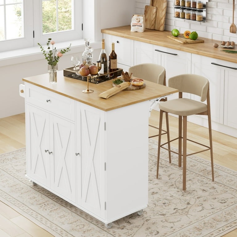 Homfa Kitchen Island with Storage, 27.6" W Wood Kitchen Island .