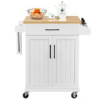Renwick 26in Rolling Kitchen Island Cart with Spice Rack Storage .