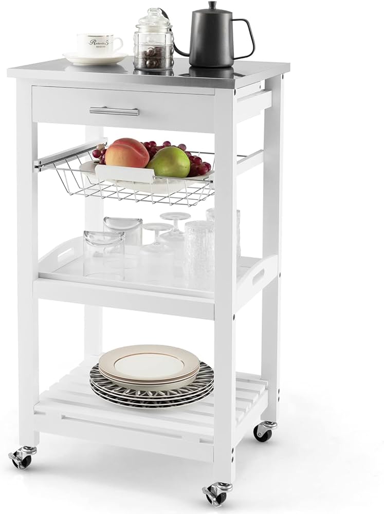 Amazon.com: GOFLAME Kitchen Island Cart with Drawer, Rolling .