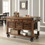 98184 Kaif distressed chestnut finish wood and black metal accents .