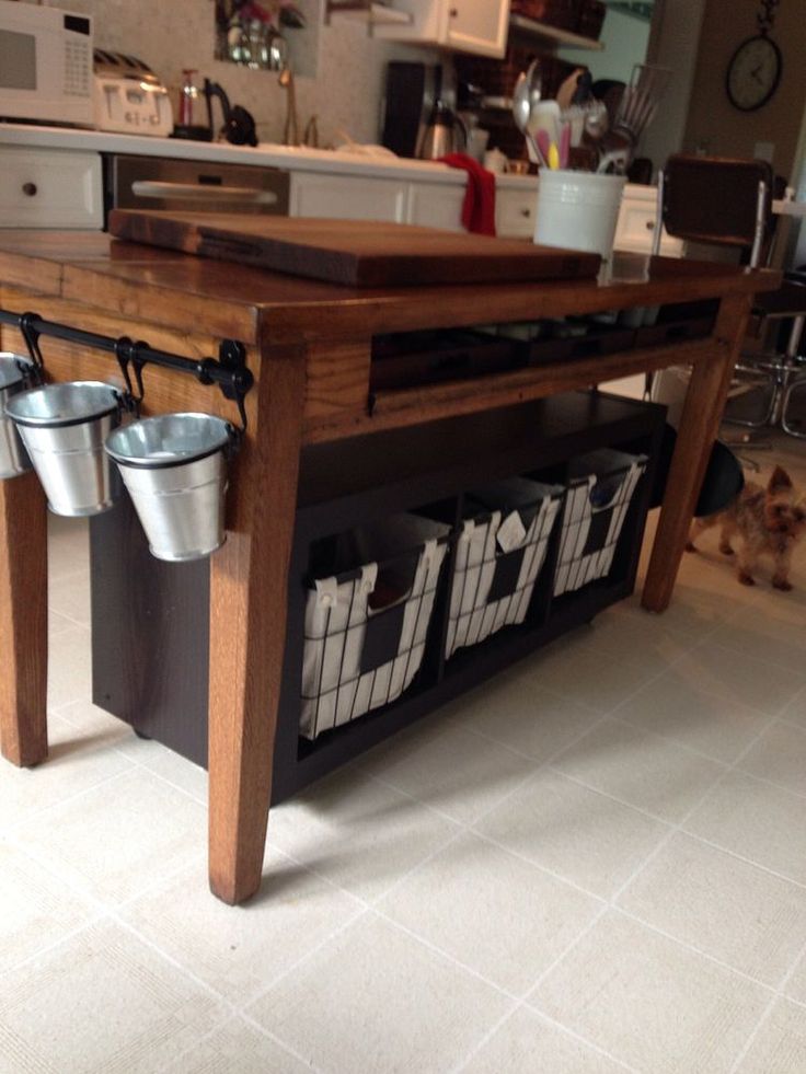 Old library table beat up to kitchen island | Homemade kitchen .