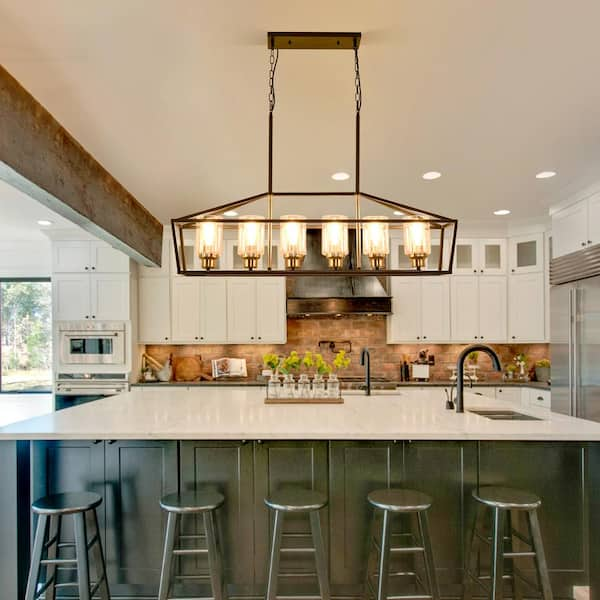 Magic Home 6-Light Farmhouse Kitchen Island Lighting Modern Linear .