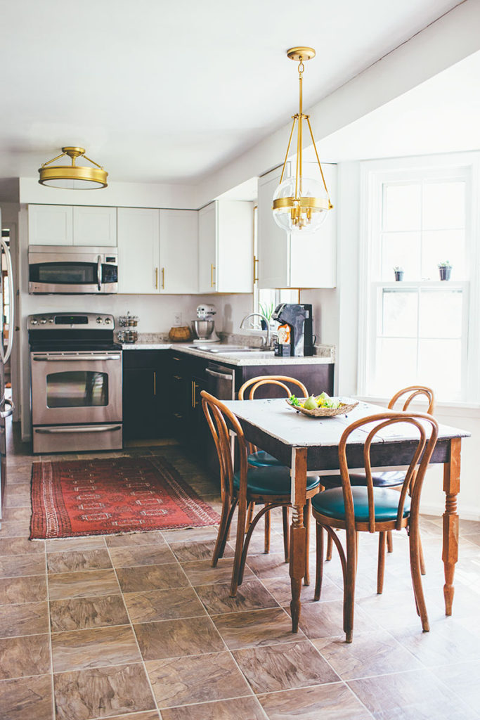 Gold Light Fixtures in the Kitchen - Alice Wingerd