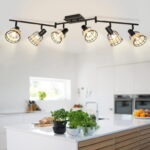 Depuley 6 Light Track Ceiling Light Fixture Rattan Caged Ceiling .