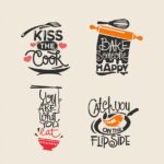 Premium Vector | Set of cooking and kitchen quotes label .