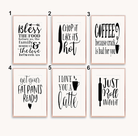 Funny Kitchen Quotes A5, A4 A3 Prints Kitchen Decor - Et