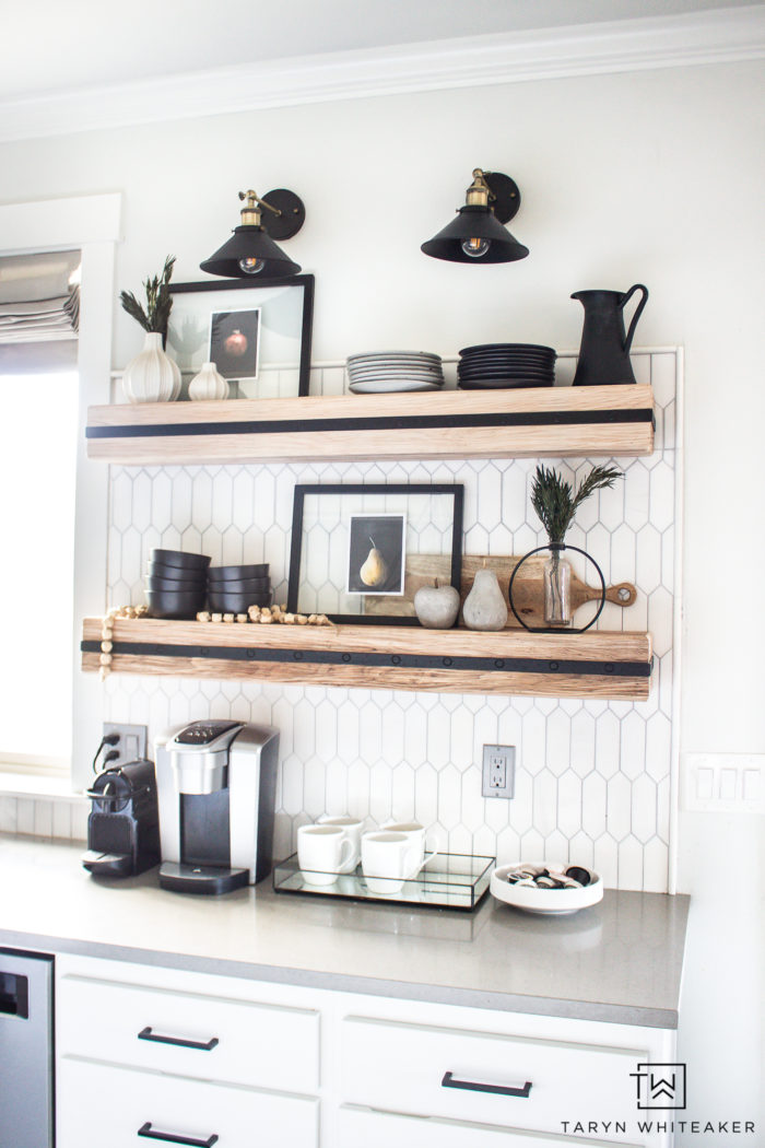 Winter Kitchen Shelf Styling - Taryn Whiteaker Desig