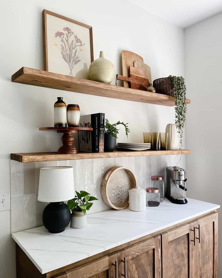 Modern Minimalist Shelf Décor Ideas - Soul & Lane | Kitchen shelf .