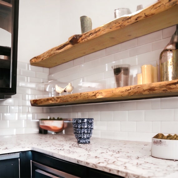 Rustic Live Edge Floating Shelf/shelves Pantry Shelves Bathroom .