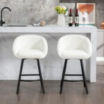 Zesthouse 25.6" Counter Height Swivel Bar Stools Set of 2, Sherpa .