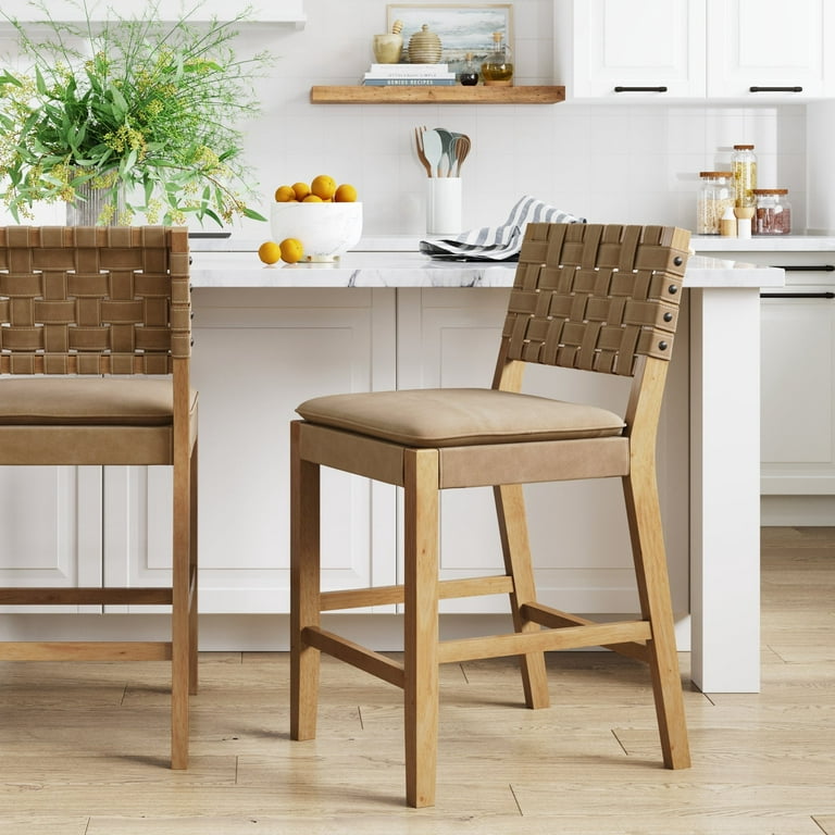 Nathan James Cohen Mid-Century Modern Leather Bar Stool, Counter .