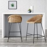 StyleWell Natural Woven Hyacinth Bar Stool with Low Back ST1811035 .