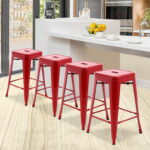 Metal Bar Stools Set of 4, Counter Height Stackable Barstools, 24 .
