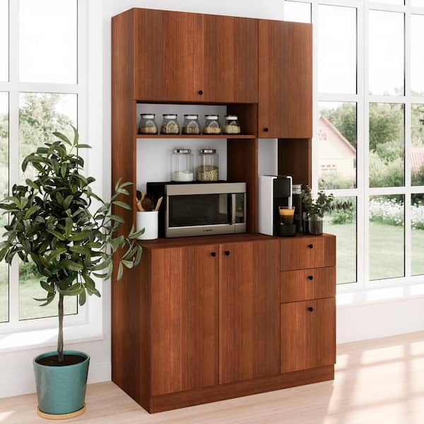 LIVING SKOG Scandi 71 in. Dark Cherry Tall Pantry Kitchen Storage .