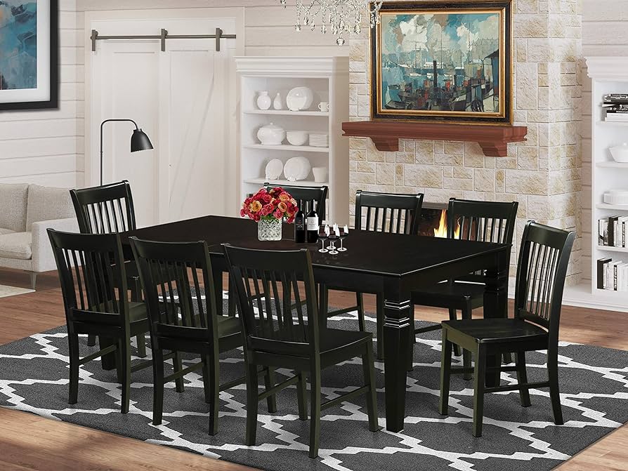 Amazon.com: East West Furniture LGNO9-BLK-W 9 Piece Kitchen Table .