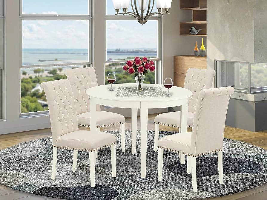 Amazon.com: East West Furniture BOBR5-WHI-02 Nook Kitchen Table .