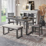 6 Piece Dining Table Sets, Modern 6 Person Dining Set with 1 Wood .