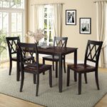 URTR 5-Pieces Wood Top Black Dining Table Set, Home Kitchen Table .