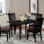 NOWE5-BLK-W 5-Pc Kitchen Dining Table Set 4 Dining Chairs and Wood .