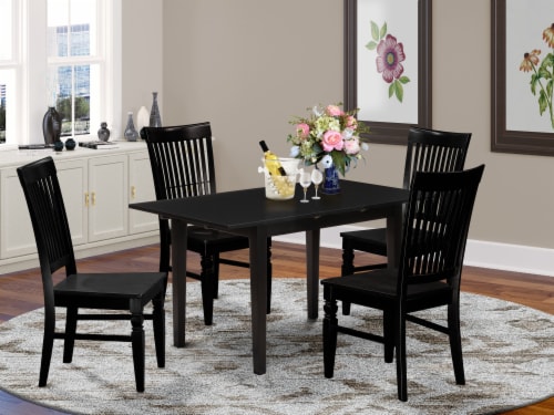 NOWE5-BLK-W 5-Pc Kitchen Dining Table Set 4 Dining Chairs and Wood .