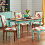 The Pioneer Woman Dining Table Made With Solid Wood Frame, Teal .