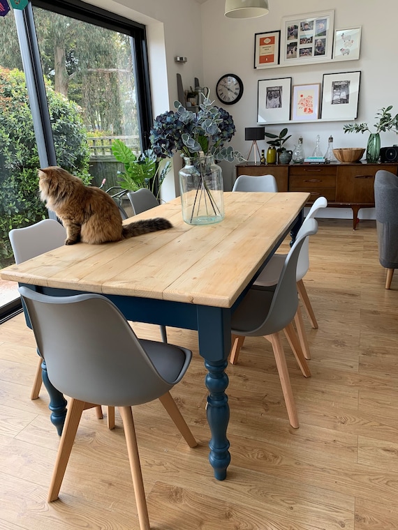 Turned Leg Dining Table Reclaimed Wood Kitchen Table Rustic .