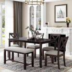 Qualler 6-Piece Wood Top Espresso Dining Table Set with 4 Dining .