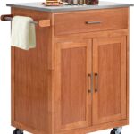 Amazon.com: COSTWAY Kitchen Storage Island Cart on Wheels, Kitchen .