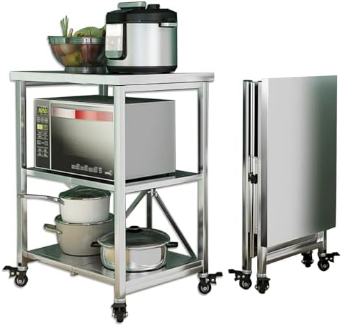 Amazon.com - 3 Tier Stainless Steel Kitchen Trolley Cart, Foldable .