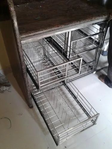 Silver Stainless Steel Kitchen Trolley, Size/Dimension: 18x12x20 .