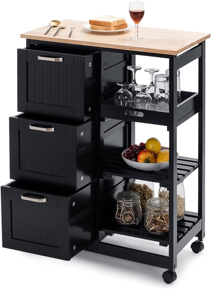 Amazon.com: Giantex Kitchen Island Cart, Home Bar Serving Cart .