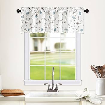 Amazon.com: VOGOL Floral Embroidered Kitchen Valances for Windows .