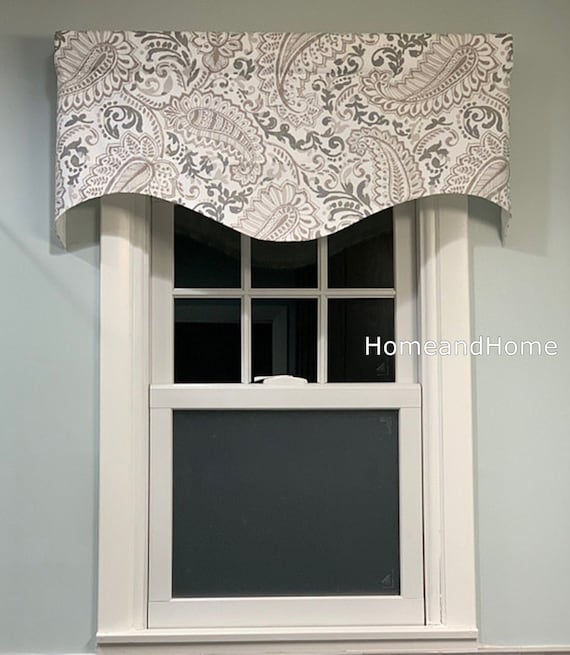 Paisley Valance Ecru Scalloped Valance Lined Window Valance .