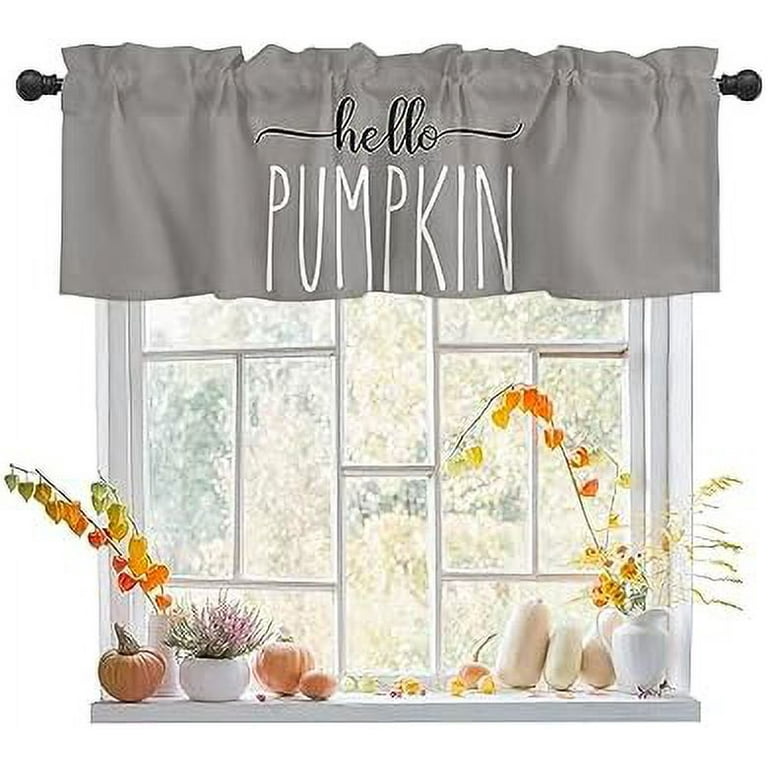 Valances for Windows Hello Pumpkin Fall Kitchen Curtains Orange .