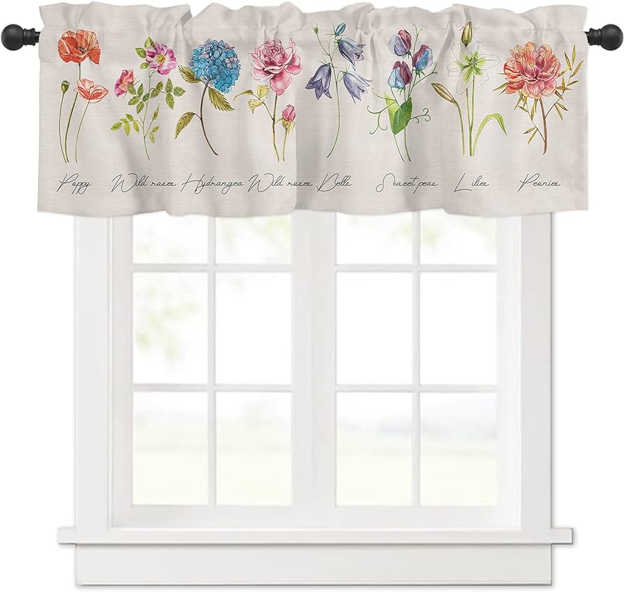 Amazon.com: Kitchen Valances for Windows 1 Pack, Vintage Colorful .