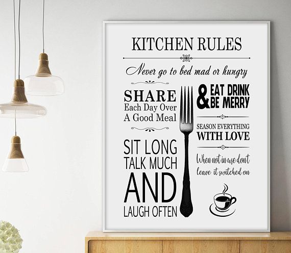 Kitchen Rules, Kitchen Sign, Kitchen Decor, Kitchen Rules Sign .