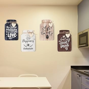 Amazon.com: 4 Pieces Kitchen Wall Decor Mason Jar Set 5 x 8 Inch .