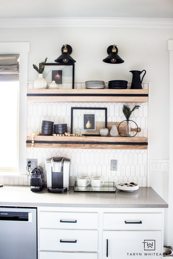 Winter Kitchen Shelf Styling - Taryn Whiteaker Desig