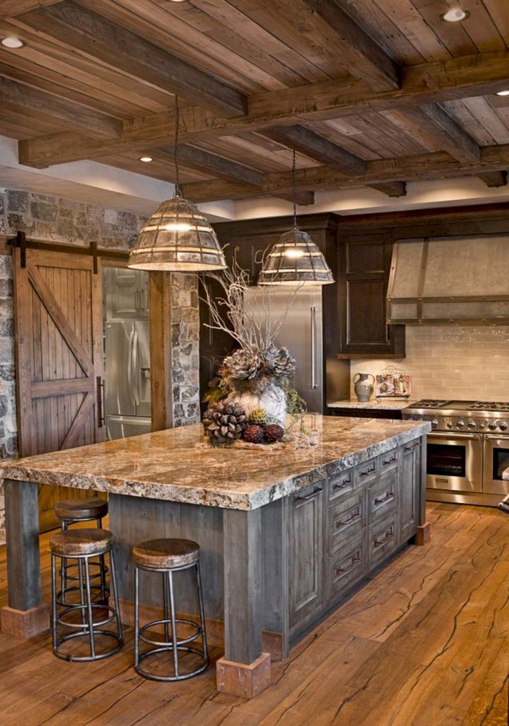 23+ Stunning Rustic Kitchen Island Ideas | Rustic farmhouse .