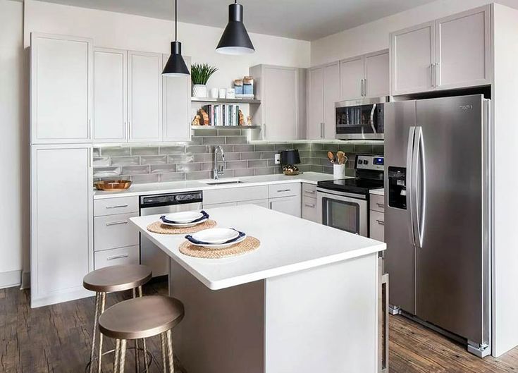 L Shaped Kitchen with Island (30 Design Ideas) | Small condo .