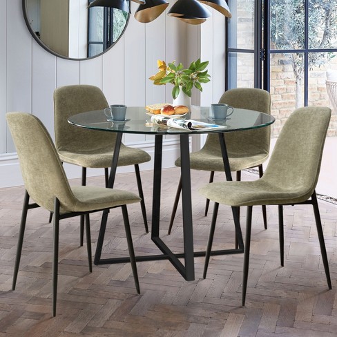 5-piece Small Round Glass Dining Table Set For 4,home Kitchen .