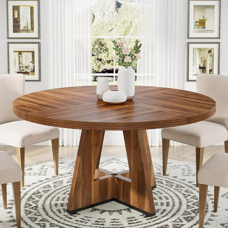 Round Dining Table for 4, 47 Inch Farmhouse Kitchen Table Small .