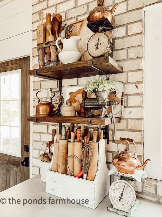 How To Decorate w/ Vintage Kitchen Decor, Rolling Pins & Utensil