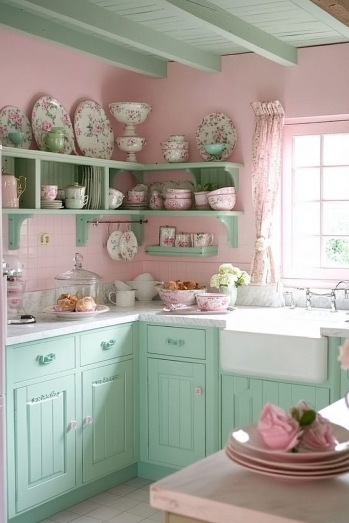 A pastel kitchen with <a href=