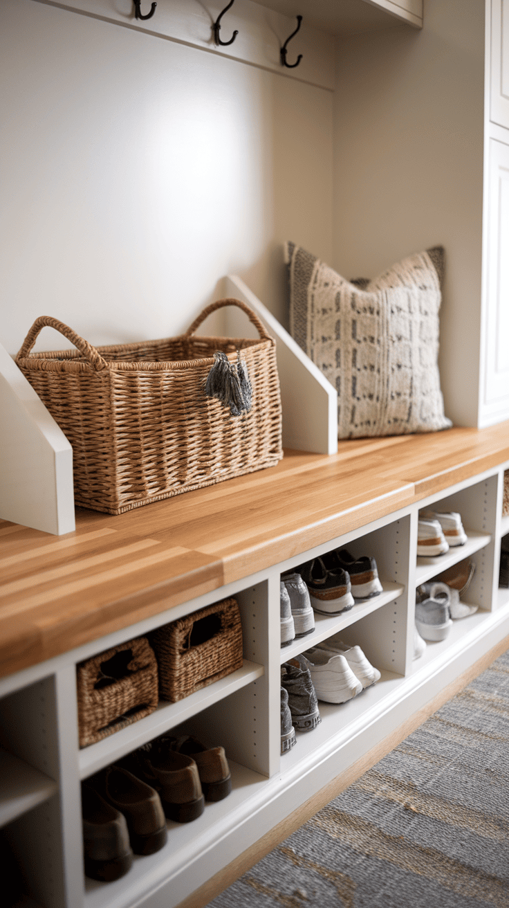 Transform Your Entryway with These 10 Unique Butcher Block Mudroom Bench Designs