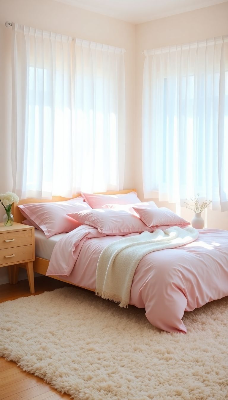 Soft pink bedding for a cozy feeling