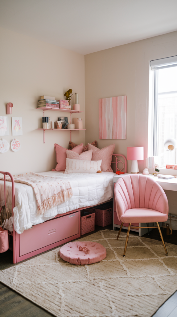 Pastel pink accent pillows